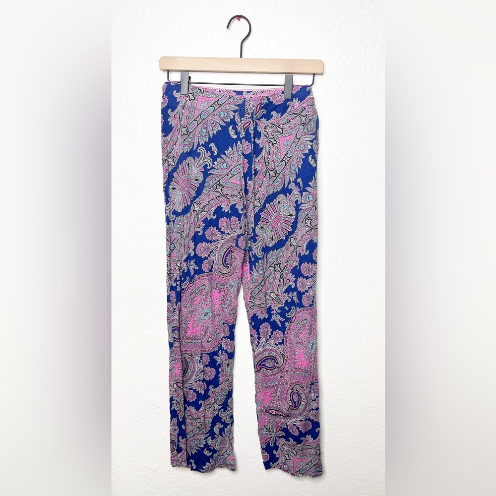 ❌SOLD❌ Cynthia Rowley Blue and Pink Paisley Lounge Pants Size XS